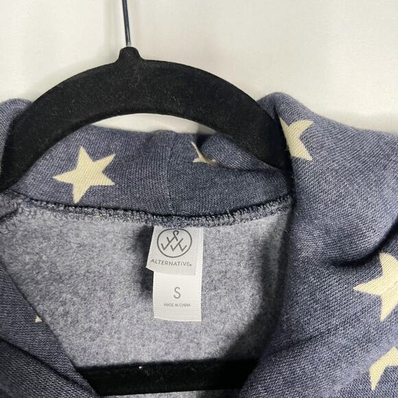 Alternative Womens Small S Blue Heather Star Fleece Full Zip Sweatshirt Hoodie - Picture 5 of 9